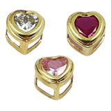 Dije Oro 18kts Corazon Piedra Cubic Joyas Regalo 0,4gr