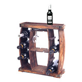 Botellero Rústico Decorativo De Madera Para 8 Botellas Con S