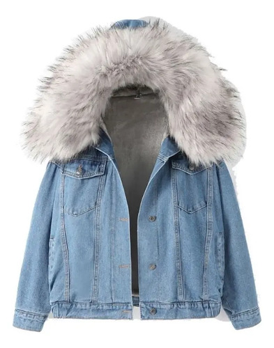 Abrigo Con Capucha For Mujer, De Invierno, De Mezclilla