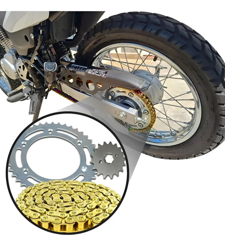Kit Arrastre Cadena Reforzada Honda Xr 150 L  Dorado O Negro | Envío gratis