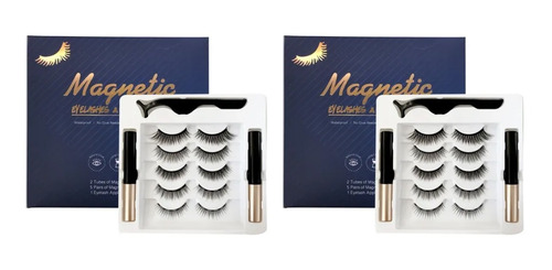 2set Natural 3d Magnético Pestañas Postizas Y Delineador De