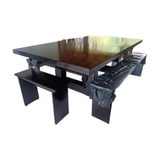 Mesa De Sinuca E Jantar 186x116 Pés Em U  E Par De Bancos 