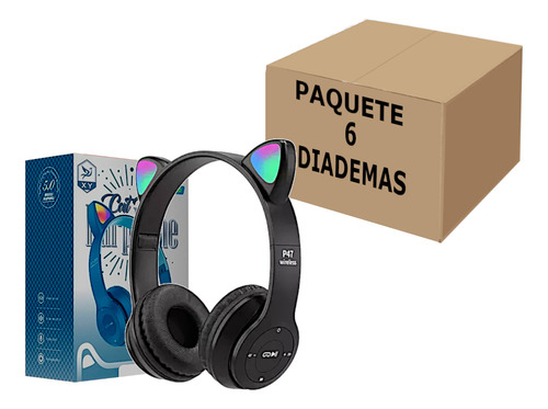 Audifonos Plegables Diadema Bluetooth Led Recargables 6pzs