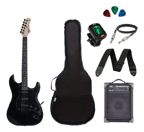 Kit Guitarra Tagima Tg500 Strato Caixa Amplificada Acessório