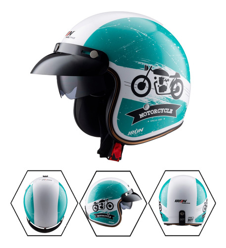 Casco 3/4 Iron Racing P/choper Dot  Moto Talla M Ztk