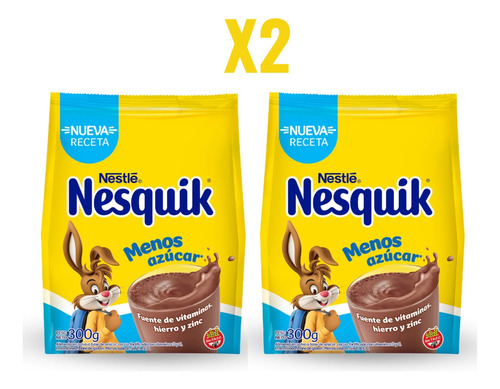 Nesquik Menos Azucar Cacao En Polvo Nestle X300gr Pack 2