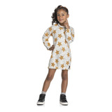 Vestido Feminino Infantil Estrelas Amarelo Inverno