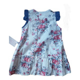 Vestido Beba Nena Poplin Volados Flores Talle 0 Al 3