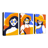 Cuadros Decorativos Modernos Trípticos Mujer Abstracta 012
