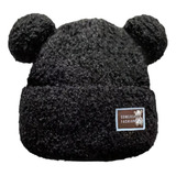 Gorro Doble Pompon Peludo De Oso Colores A Elegir