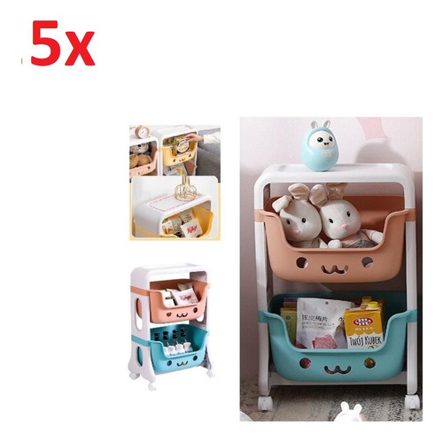 Kit 5 Estante Infantil Carrinho Porta Treco Caixa Cesta Bebê