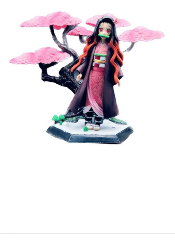 Figura Nezuko Demon Slayer Con Arbol 20cm Importada 