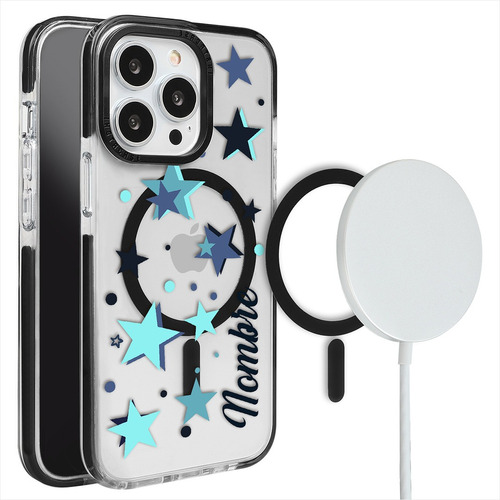 Funda Para iPhone Magsafe Personalizada Estrellas Con Nombre