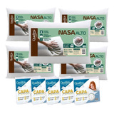 Kit 5 Travesseiros Nasa Alto Duoflex 17 + 5 Capas Protetora