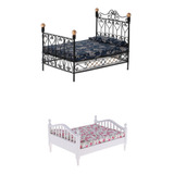 2pc Dollhouse Miniatura Cama Doble Sofá Muebles Rol