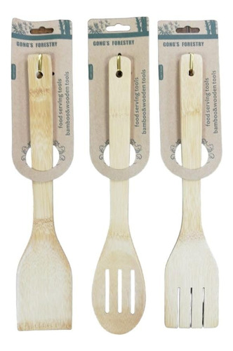 Kit Herramientas Para Servir Comida De Bamboo Bambu Espatula