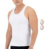 Camiseta Para Hombre Acanalada Trueno 2 Piezas ( Blanca )