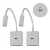 Arandela Cabeceira Leitura Led Branco Usb Interruptor Kit 2