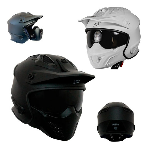 Casco Piloto Moto Modular Negro Mate Kov Certificado Streeth