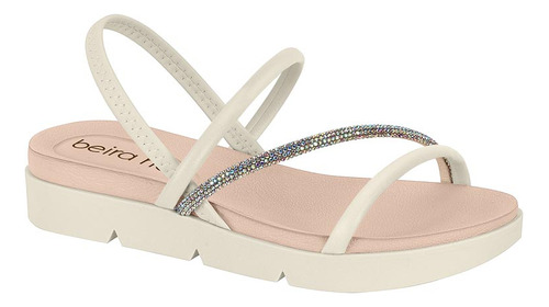 Sandália Feminina Papete Flatform Tiras Strass Beira Rio 