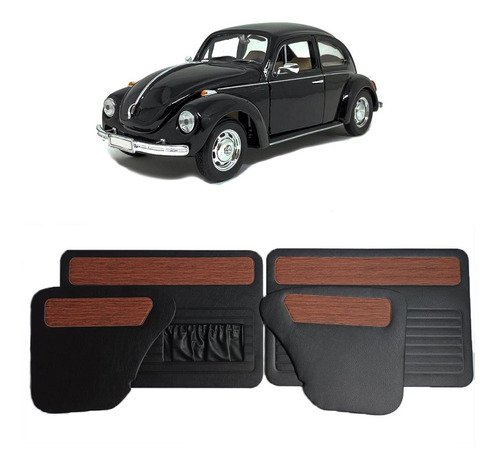 Forro Porta Vw Fusca Jacarandá Jogo 4 Peças - Preto