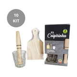 10 Kit Caipirinha 3 Peças Copo Amassador Tábua Atacado