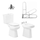 Inodoro Bidet Elevado Discapacitado + Barral Monaco Confort