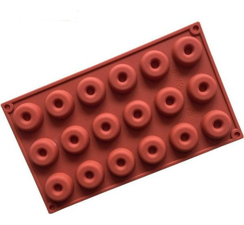 Molde Silicona Con 18 Cavidades Mini Donas Horno Reposteria Color Rojo