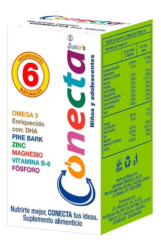 Vitaminas Niños Conecta Junior´s, Mejor Concentración 60 Tab Sabor Sin Sabor