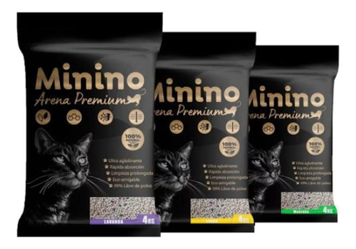 Arena Sanitaria Para Gatos Aglutinante Minino Premium 4kg