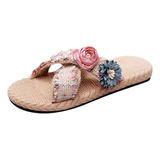 Zapatos De Playa Creative Flax Outdoor Flower Antideslizante