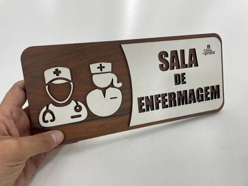 Placa Sinalização Design Moderna Sala Enfermagem Em Madeira