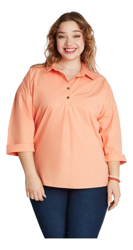 Blusa Popelina Manga 3/4 - Naranja