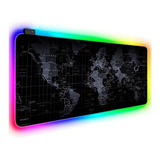 Mouse Pad Gamer Brobotix 651329 Iluminado Planisferio Usb Color Rgb Diseño Impreso Mapa Mundial