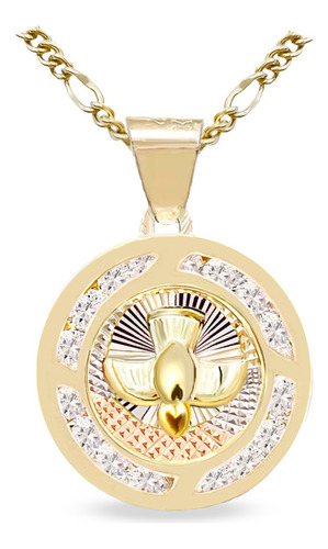 Medalla Espíritu Santo Bautizo Oro 10k Con Cadena Cartier