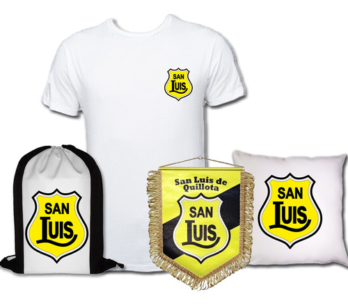 Pack Polera San Luis De Quillota + Cojín, Morral Y Banderín