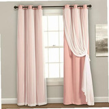 Lush Decor Sheer Grommet Panels With Insulated Blackout Color Rosa