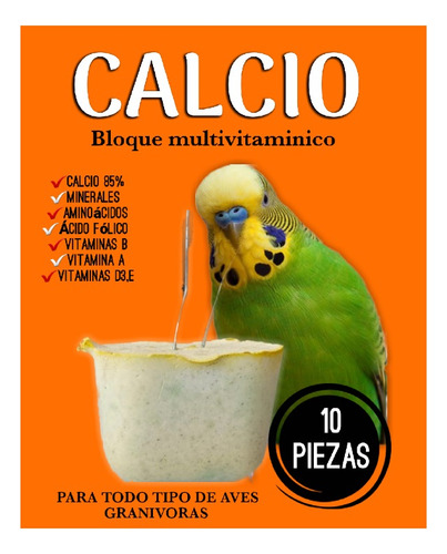 Calcios Vitaminados Para Aves, Jibia ,grit Minerales 10 Pzs