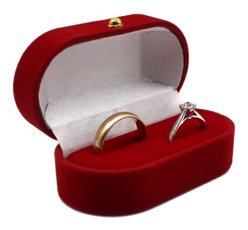 Set 6 Cajas Anillo Doble Ilusion Compromiso Terciopelo Rojo