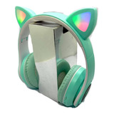 Auriculares Bluetooth Oreja D Gato Luz Infantiles Verde Agua