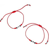 Pulsera X 2 Hilo Rojo Personalizada San Valentín Regulable