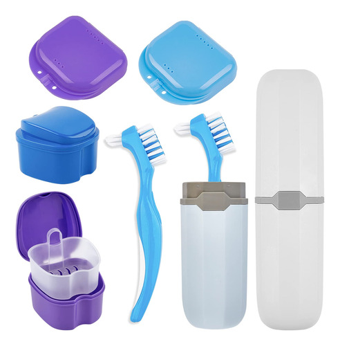 Jutieuo Kit De Estuche De Dentadura, 2 Vasos De Dentadura Co