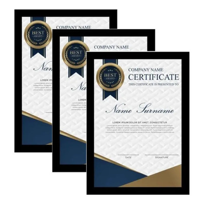 3 Marcos Para Diploma Tamaño Carta 22x28cm Certificado Color Negro