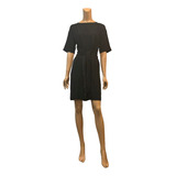 Vestido Negro Corto Amarre En Cintura Cuello Barco H&m 12