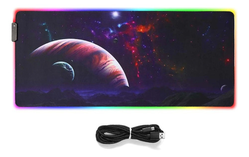 Mouse Pad Gamer Grande Com Led Rgb 7 Cores 90 X 40 Cm