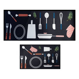 Set Alfombras Cocina Decoración Antideslizantes Guante Rosa