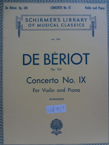 Partitura Violino Piano De Bériot Concerto No. 9 Op. 104