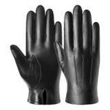 Guantes De Cuero Para Hombre, Negros, Para Conducir, De Piel