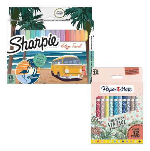 Kit Sharpie Paper Mate 30 Marcadores Vintage Stickers Cuota