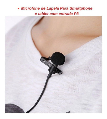 Microfone Que Coloca Na Blusa Profissional Com Entrada P3 